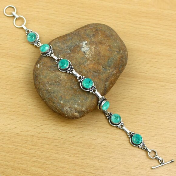 Round Shape Natural & Synthetic Gemstones Silver Plated Bracelets for Women - Vi - Picture 5 of 6